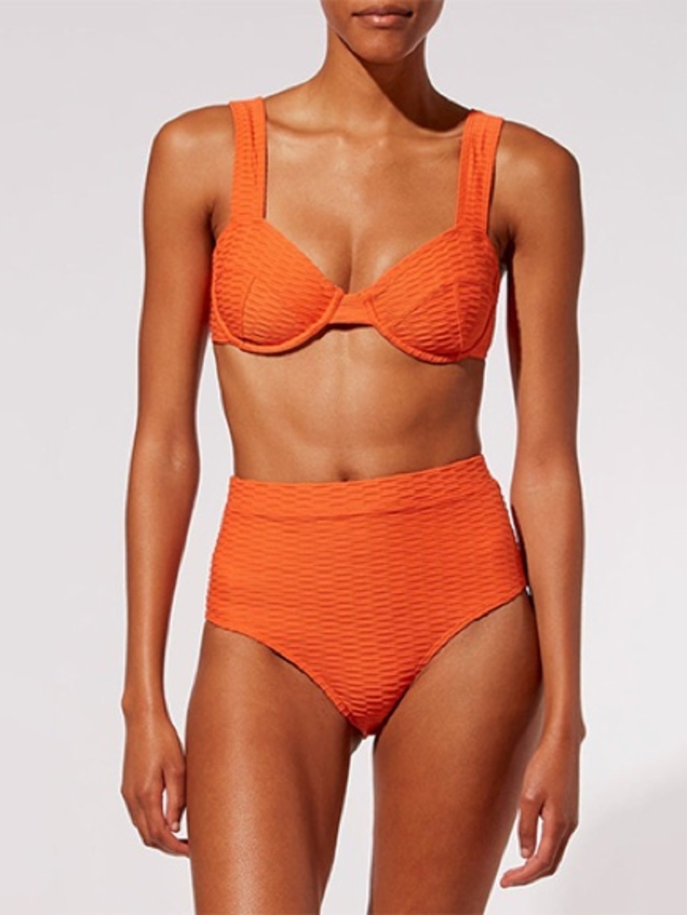 SOLID & STRIPED Lilo Bikini in Chain Rib Pumpkin Size Large - Picture 2 of 7